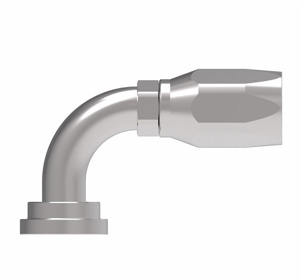 190937-16S Aeroquip by Danfoss | Code 61 Split Flange SAE J518 90° Elbow Skive Style Reusable Hose Fitting | -16 Code 61 Split Flange x -16 Reusable Hose End | Steel