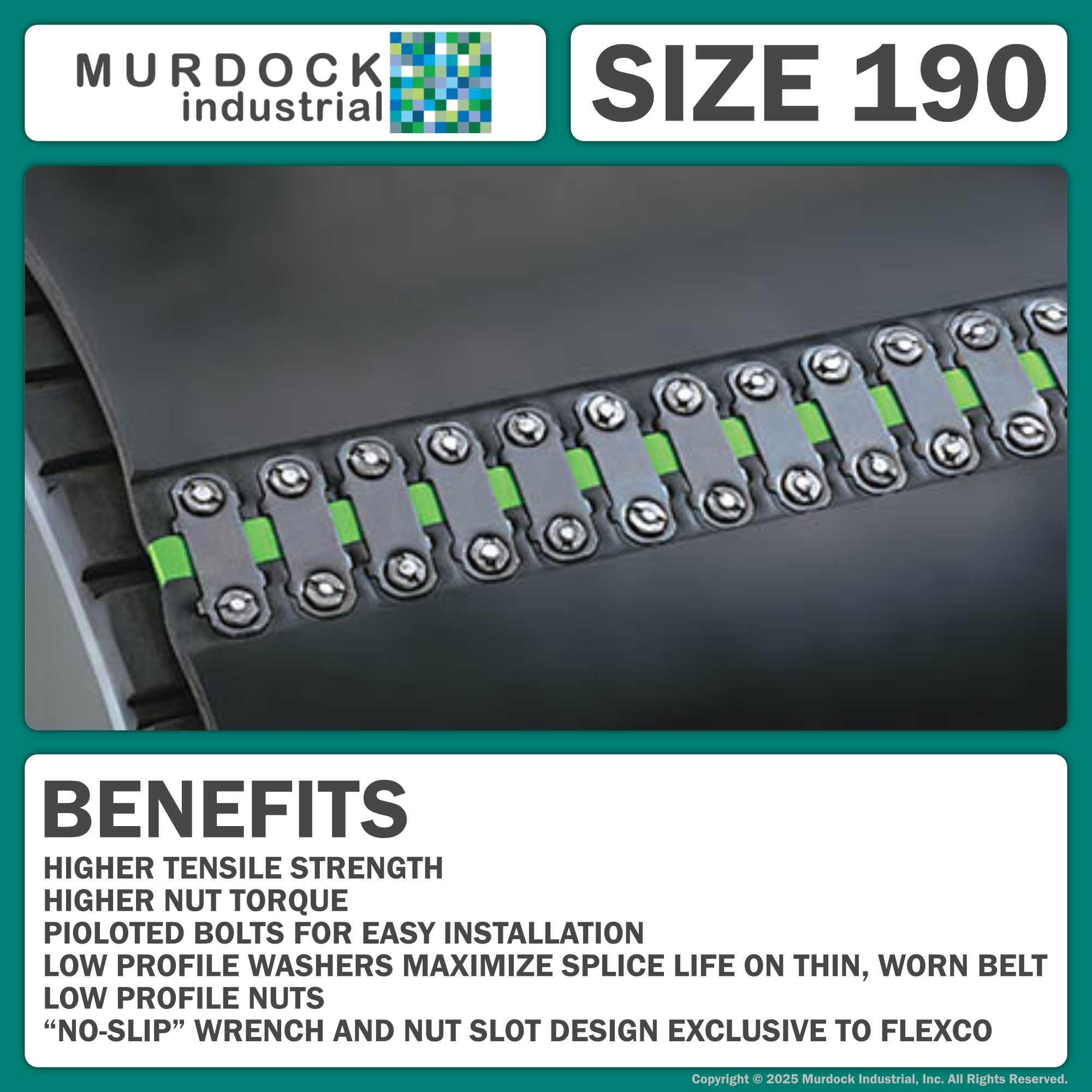 190E by Flexco | #20001 | Bolt Fasteners | Steel | Box of 25