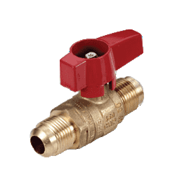 195C30 by RuB Inc. | Gas Cock Gas Service Ball Valve | 3/8" Flare End x 3/8" Flare End | with Aluminum Red Wedge Handle | Brass | Pack of 12