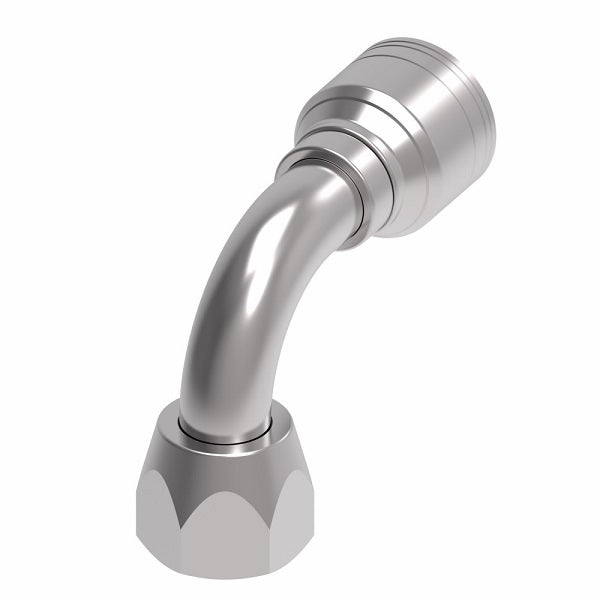 1AA12FJB10 Aeroquip by Danfoss | 1 & 2 Wire TTC Female JIC 37° Swivel 90° Elbow (FJB) Crimp Fitting | -12 Female JIC 37° Swivel x -10 Hose Barb | Steel