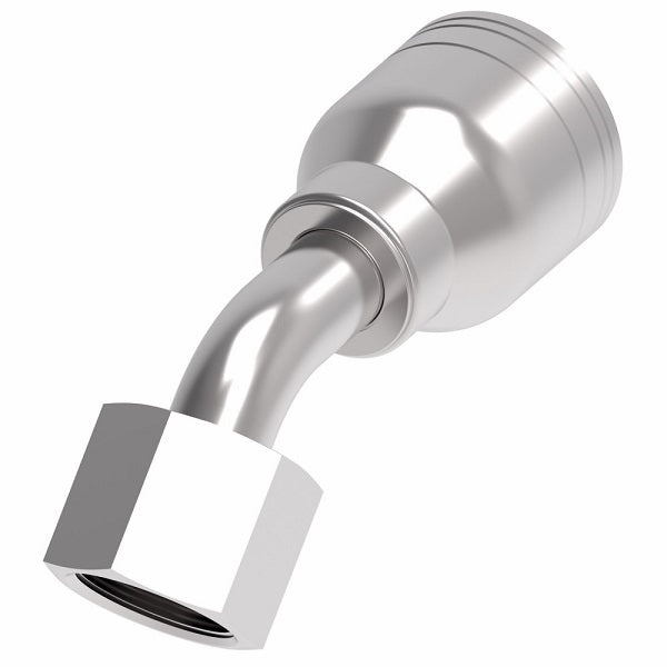1AA8FRA8 Aeroquip by Danfoss | 1 & 2 Wire TTC Female ORS Swivel 45° Elbow (FRA) Crimp Fitting | -08 Female O-Ring Face Seal Swivel x -08 Hose Barb | Steel