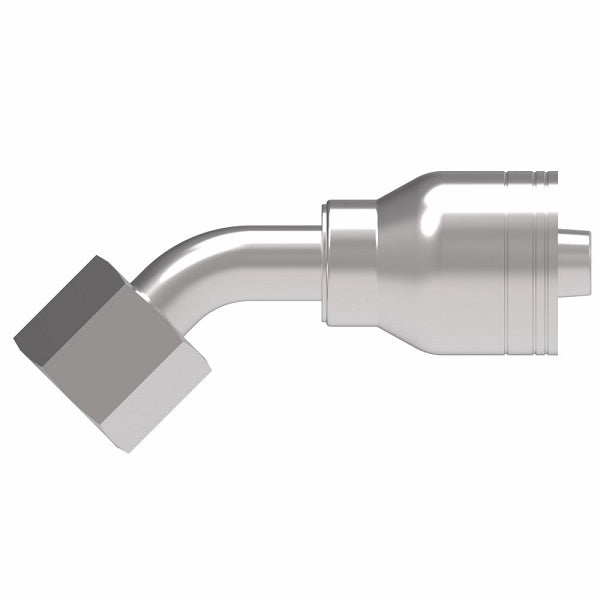 1AA8FRA8 Aeroquip by Danfoss | 1 & 2 Wire TTC Female ORS Swivel 45° Elbow (FRA) Crimp Fitting | -08 Female O-Ring Face Seal Swivel x -08 Hose Barb | Steel