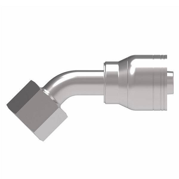 1AA4FRA4 Aeroquip by Danfoss | 1 & 2 Wire TTC Female ORS Swivel 45° Elbow (FRA) Crimp Fitting | -04 Female O-Ring Face Seal Swivel x -04 Hose Barb | Steel