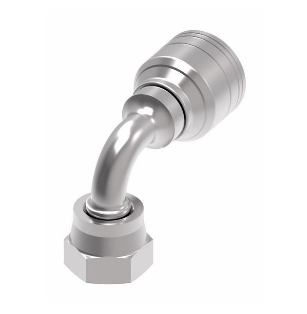 1AA16FRB12 Aeroquip by Danfoss | 1 & 2 Wire TTC Female ORS Swivel 90° Short Drop Elbow (FRB) Crimp Fitting | -16 Female O-Ring Face Seal Swivel x -12 Hose Barb | Steel