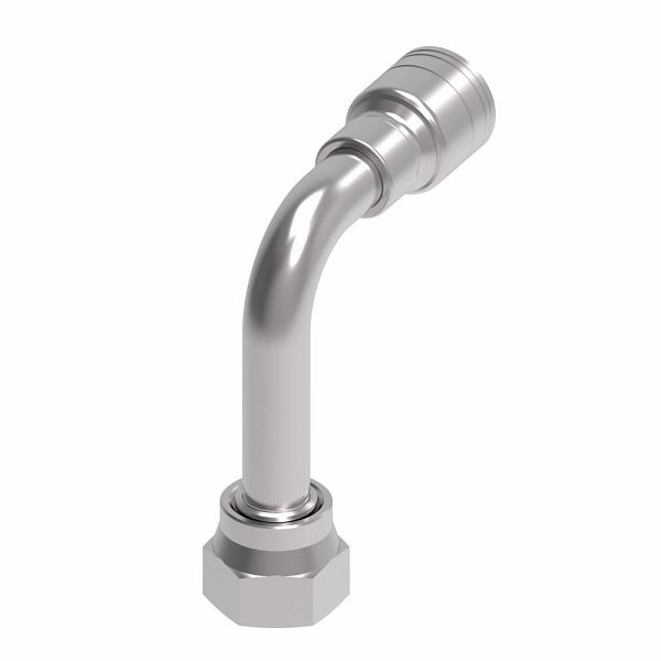 1AA8FRC4 Aeroquip by Danfoss | 1 & 2 Wire TTC Female ORS Swivel 90° Long Drop Elbow (FRC) Crimp Fitting | -08 Female O-Ring Face Seal Swivel x -04 Hose Barb | Steel