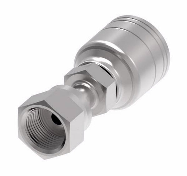 1AA6FR8 Aeroquip by Danfoss | 1 & 2 Wire TTC Female ORS Swivel (FR) Crimp Fitting | -06 Female O-Ring Face Seal Swivel x -08 Hose Barb | Steel