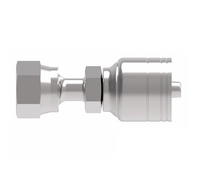 1AA6FR8 Aeroquip by Danfoss | 1 & 2 Wire TTC Female ORS Swivel (FR) Crimp Fitting | -06 Female O-Ring Face Seal Swivel x -08 Hose Barb | Steel