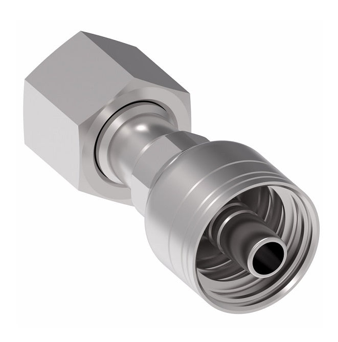1AA8FR6 Aeroquip by Danfoss | 1 & 2 Wire TTC Female ORS Swivel (FR) Crimp Fitting | -08 Female O-Ring Face Seal Swivel x -06 Hose Barb | Steel