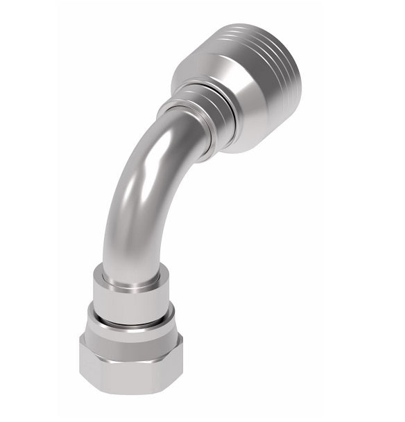 1AA6FSB6 Aeroquip by Danfoss | Female SAE 45° Swivel 90° Tube Elbow (FSB) TTC Crimp Fitting | -06 Female SAE 45° Swivel x -06 Hose Barb | Steel