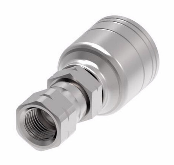1AA8FS6 Aeroquip by Danfoss | 1 & 2 Wire TTC Female SAE 45° Swivel (FS) Crimp Fitting | -08 Female SAE 45° Swivel x -06 Hose Barb | Steel
