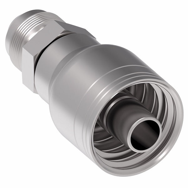 1AA6MJ6 Aeroquip by Danfoss | 1 & 2 Wire TTC Male JIC 37° (MJ) Crimp Fitting | -06 Male JIC 37° x -06 Hose Barb | Steel