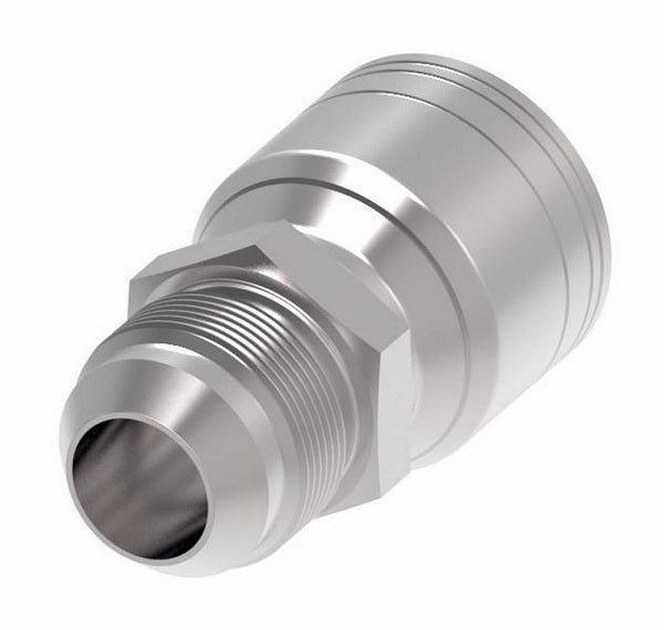 1AA6MJ4TZ Aeroquip by Danfoss | 1 & 2 Wire TTC Male JIC 37° (MJ) Crimp Fitting | -06 Male JIC 37° x -04 Hose Barb | Zinc-Nickel Plated Steel