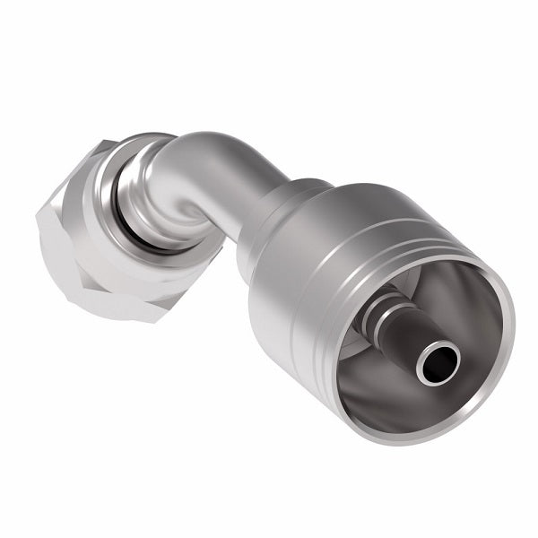 1A4BFA4 Aeroquip by Danfoss | 1 & 2 Wire TTC JIS/BSPP Female Swivel 45° Elbow (BFA) Crimp Fitting | -04 Female BSPP Swivel x -04 Hose Barb | Steel