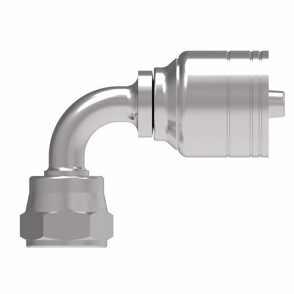 1A10BFB8 Aeroquip by Danfoss | 1 & 2 Wire TTC JIS/BSPP Female Swivel 90° Elbow (BFB) Crimp Fitting | -10 Female BSPP Swivel x -08 Hose Barb | Steel