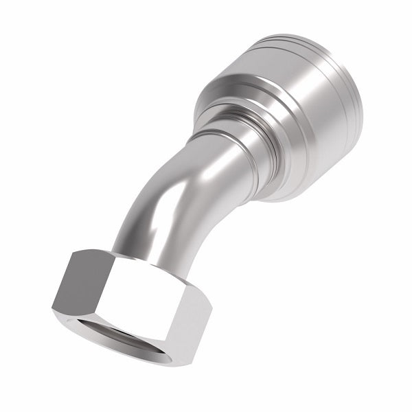 1A20DLA12 Aeroquip by Danfoss | 1 & 2 Wire TTC DKO Female Swivel, Light Duty, 45° Elbow (DLA) Crimp Fitting | L22 Female DKO/DIN x -12 Hose Barb | Steel