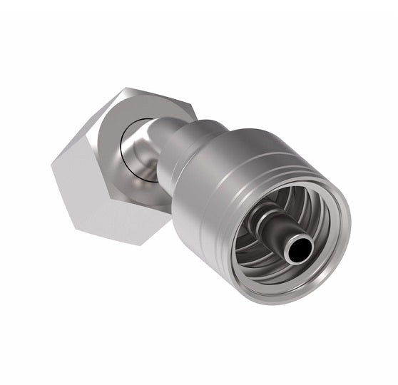 1A6DSA4 Aeroquip by Danfoss | 1 & 2 Wire TTC DKO Female Swivel, Heavy Duty, 45° Elbow (DSA) Crimp Fitting | S10 Female DKO/DIN x -04 Hose Barb | Steel