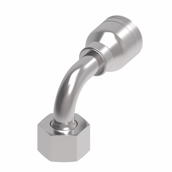 1A8DSB6 Aeroquip by Danfoss | 1 & 2 Wire TTC DKO Female Swivel, Heavy Duty, 90° Elbow (DSB) Crimp Fitting | S08 Female DKO/DIN x -06 Hose Barb | Steel