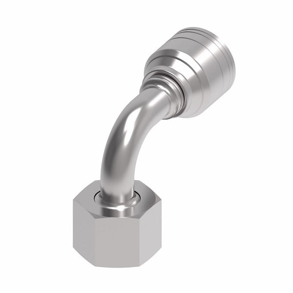 1A10DSB6 Aeroquip by Danfoss | 1 & 2 Wire TTC DKO Female Swivel, Heavy Duty, 90° Elbow (DSB) Crimp Fitting | S10 Female DKO/DIN x -06 Hose Barb | Steel