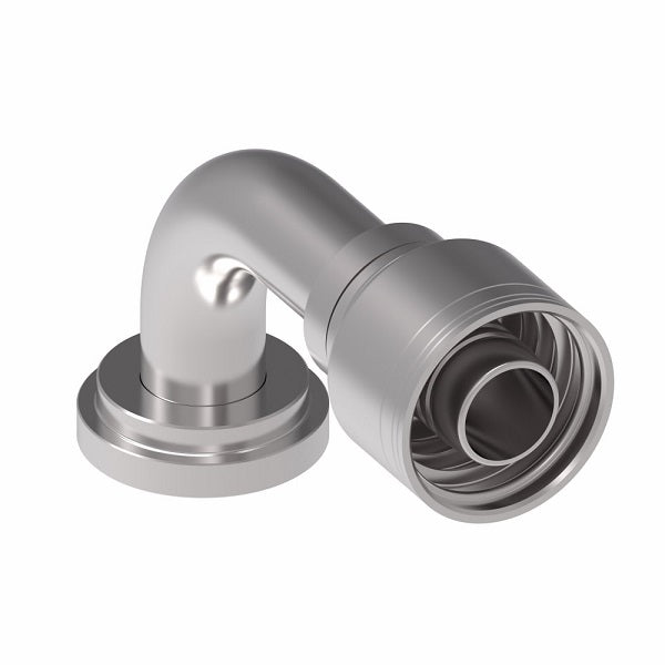 1A32FLB20 Aeroquip by Danfoss | 1 & 2 Wire TTC SAE Code 61 Split Flange 90° Elbow (FLB) Crimp Fitting | -32 Code 61 Split Flange x -20 Hose Barb | Steel
