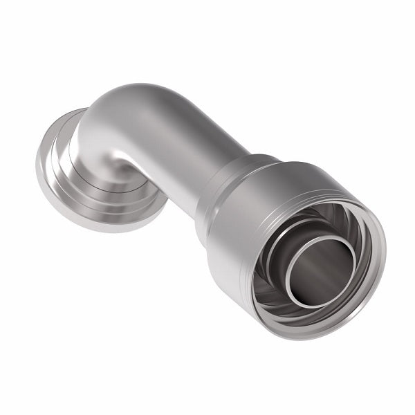 1A24FLG24 Aeroquip by Danfoss | 1 & 2 Wire TTC SAE Code 61 Split Flange 60° Elbow (FLG) Crimp Fitting | -24 Code 61 Split Flange x -24 Hose Barb | Steel