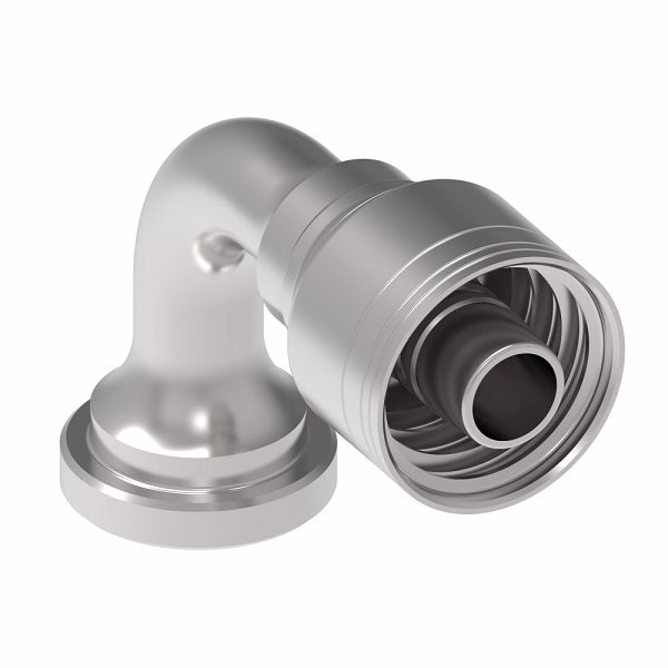 1A10KSB10 Aeroquip by Danfoss | 1 & 2 Wire TTC Komatsu Split Flange 90° Elbow (KSB) Crimp Fitting | -10 Komatsu Split Flange x -10 Hose Barb | Steel