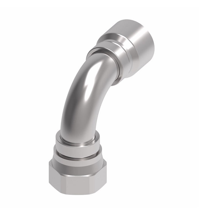 1GA16FJB12 Aeroquip by Danfoss | 1 & 2 Wire OTC Female JIC 37° Swivel 90° Elbow (FJB) Crimp Fitting | -16 Female JIC 37° Swivel x -12 Hose Barb | Steel