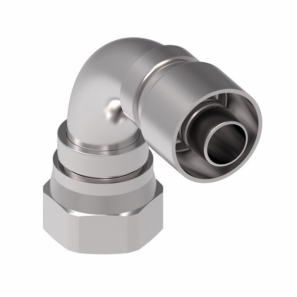 1GA16FJB12 Aeroquip by Danfoss | 1 & 2 Wire OTC Female JIC 37° Swivel 90° Elbow (FJB) Crimp Fitting | -16 Female JIC 37° Swivel x -12 Hose Barb | Steel