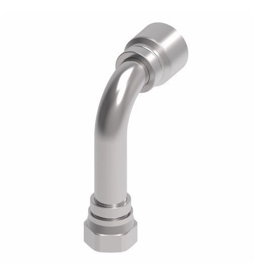 1GA20FJC20 Aeroquip by Danfoss | 1 & 2 Wire OTC Female JIC 37° Swivel 90° Long Drop Elbow (FJC) Crimp Fitting | -20 Female JIC 37° Swivel x -20 Hose Barb | Steel