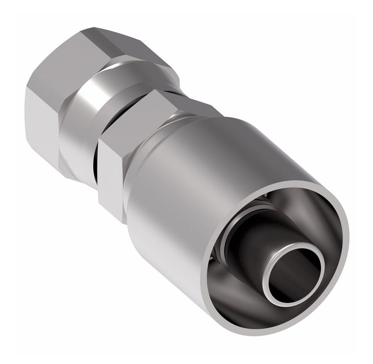 1GA12FJ12 Aeroquip by Danfoss | 1 & 2 Wire OTC Female JIC 37° Swivel (FJ) Crimp Fitting | -12 Female JIC 37° Swivel x -12 Hose Barb | Steel