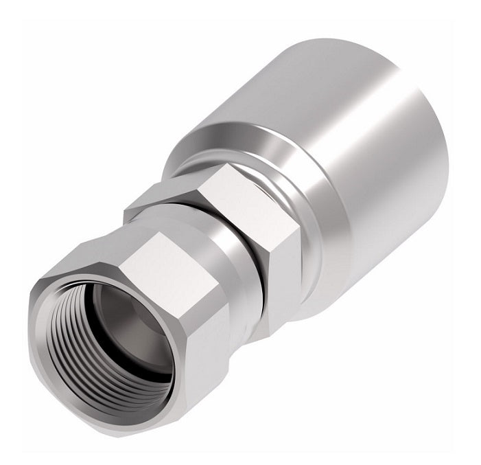 1GA12FJ12 Aeroquip by Danfoss | 1 & 2 Wire OTC Female JIC 37° Swivel (FJ) Crimp Fitting | -12 Female JIC 37° Swivel x -12 Hose Barb | Steel