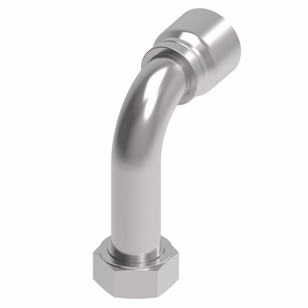 1GA24FRC24 Aeroquip by Danfoss | 1 & 2 Wire OTC Female ORS Swivel 90° Long Drop Elbow (FRC) Crimp Fitting | -24 Female O-Ring Face Seal Swivel x -24 Hose Barb | Steel