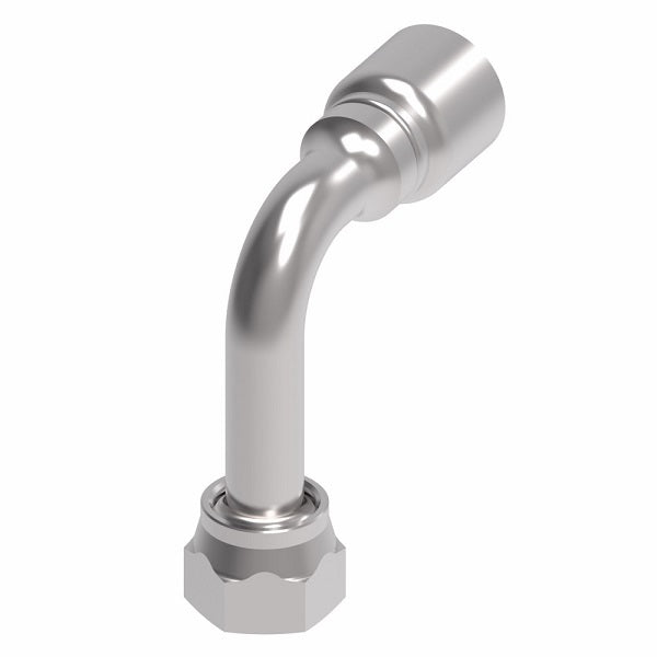 1GA12FRC12 Aeroquip by Danfoss | 1 & 2 Wire OTC Female ORS Swivel 90° Long Drop Elbow (FRC) Crimp Fitting | -12 Female O-Ring Face Seal Swivel x -12 Hose Barb | Steel