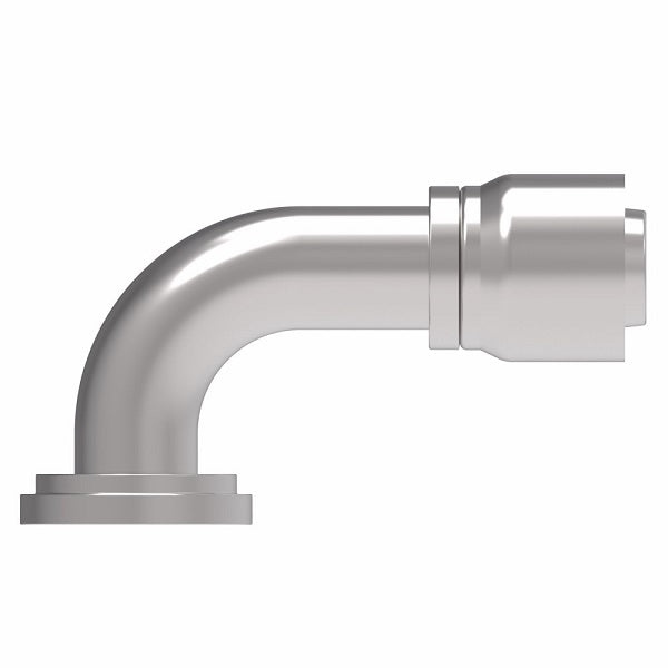 1G32FLB24.080 Aeroquip by Danfoss | 1 & 2 Wire OTC SAE Code 61 Split Flange 90° Elbow (FLB) Crimp Fitting | -32 Code 61 Split Flange x -24 Hose Barb | Steel