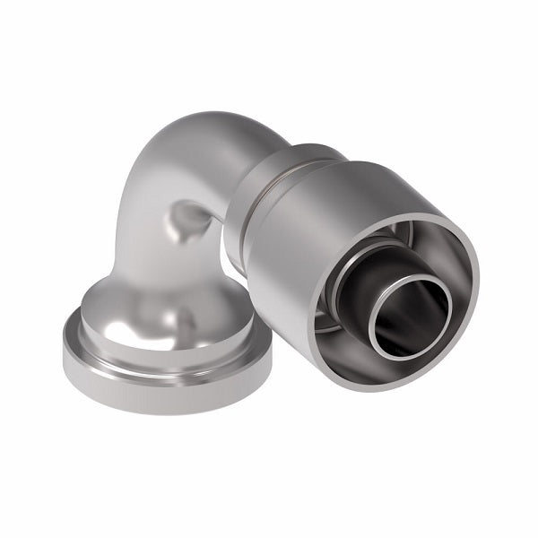 1G24FLB24 Aeroquip by Danfoss | 1 & 2 Wire OTC SAE Code 61 Split Flange 90° Elbow (FLB) Crimp Fitting | -24 Code 61 Split Flange x -24 Hose Barb | Steel