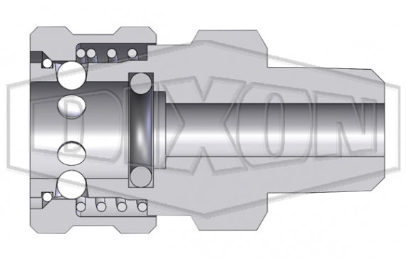 4EM4-S by Dixon Valve | Hydraulic Quick Disconnect Coupling | E-Series | 1/2" Male NPTF x 1/2" Straight-Through Interchange | Socket | Nitrile Seal | 303 Stainless Steel