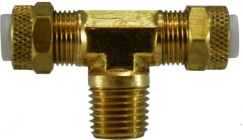 20319 by Midland | Flareless Fitting | Poly-Flo® Male Branch | 1/4" Tube OD x 1/8" Male NPTF | Tee | Brass
