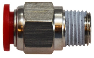 20633 by Midland | Metric Push-In Fitting | 6mm Tube OD x 1/4" Male BSPT Thread | Adapter | Nickel Plated Brass