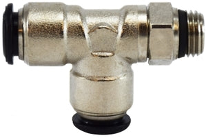 20673N (20-673N) by Midland | Push-In Fitting | Metric Tube Swivel Male | 6mm Tube OD x 1/4" Male Global Thread | Tee | Nickel Plated Brass
