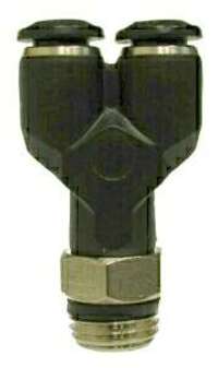 20816 by Midland | Metric Push-In Fitting | Swivel | 4mm Tube OD x 1/8" Male Global Thread | Wye | Composite Body