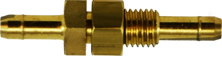 21082 (21-082) by Midland | Barb for Plastic Tubing | Bulkhead Union | 1/4" Tube OD | Straight | Brass