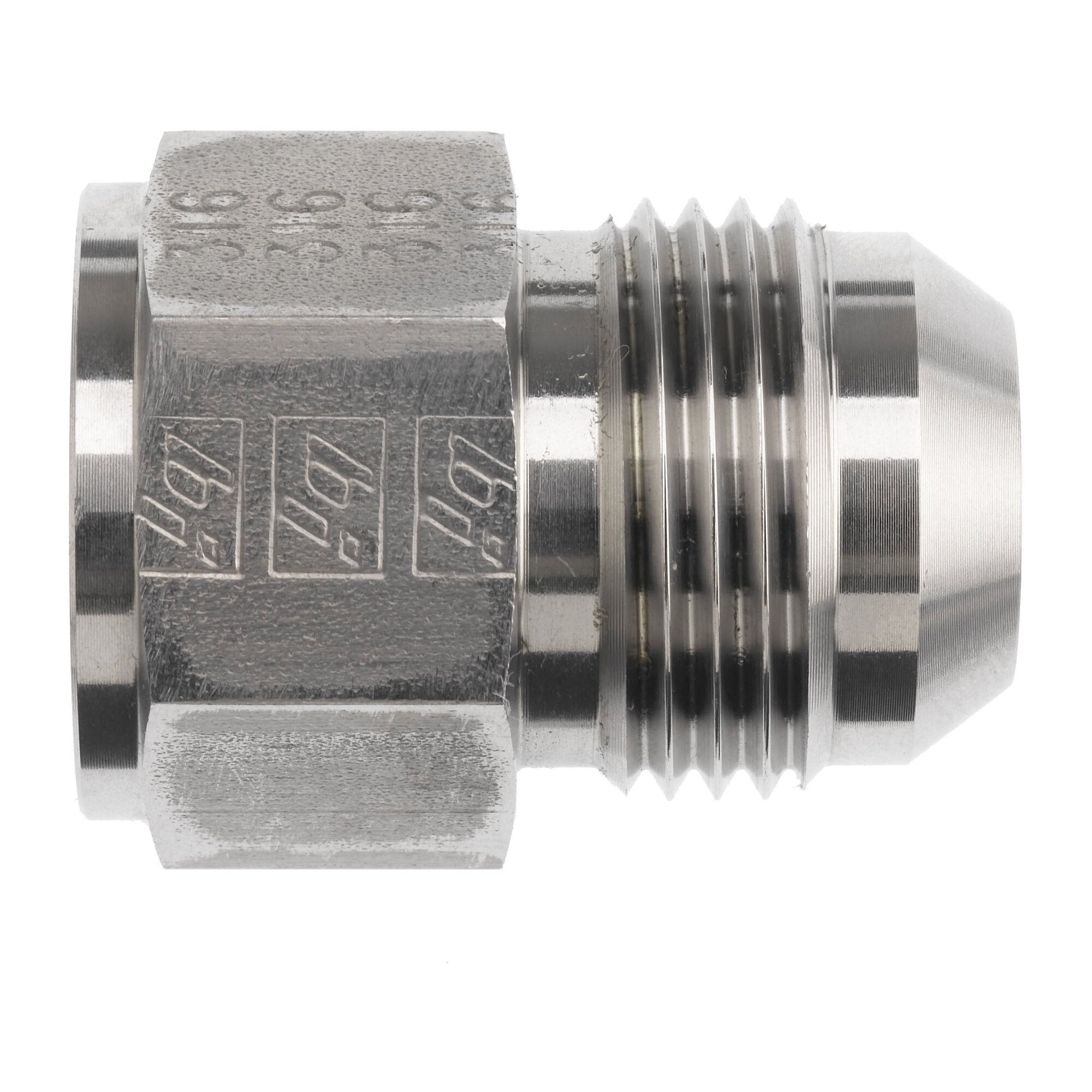 2406-08-10-SS by Brennan Inc. | -08 Female JIC x -10 Male JIC | Straight Reducer (Non-Swivel) | Stainless Steel
