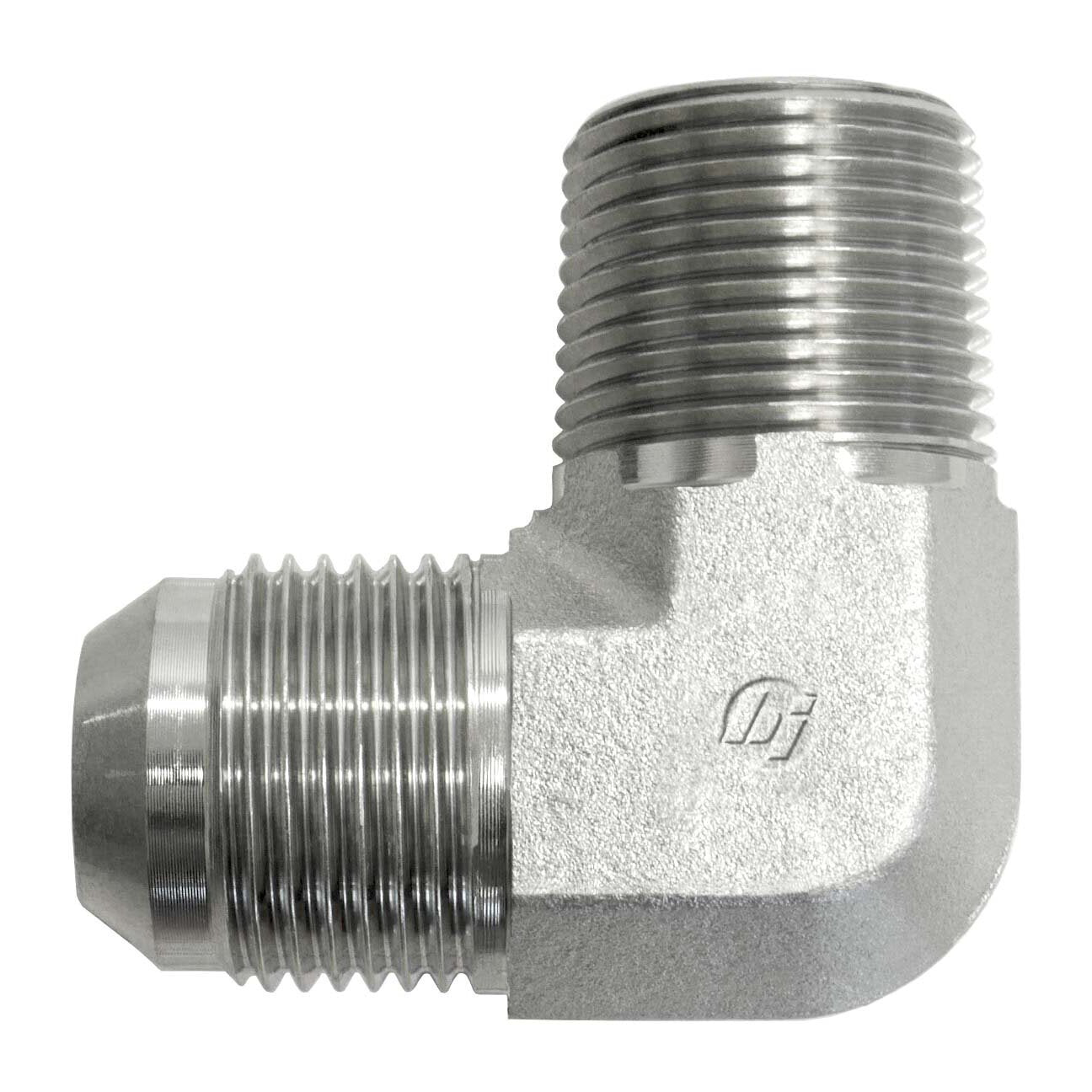 2501-05-04-SS by Brennan Inc | -05 Male JIC x -04 Male Pipe | 90° Elbow | Stainless Steel