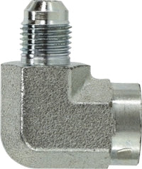 250284 by Midland | Hydraulic Adapter | 1/4" Female Pipe x 3/4-16 Male JIC 37° Flare | 90° Elbow | Steel