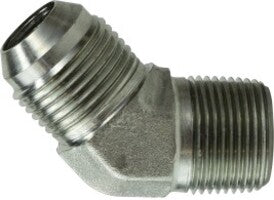25031612 by Midland | Hydraulic Adapter | 3/4" Male Pipe x 1" Male JIC 37° Flare | 45° Elbow | Steel