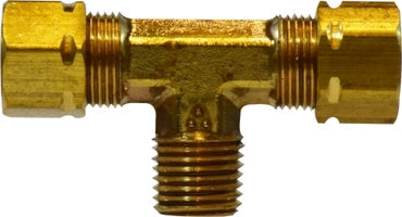 26296 by Midland | Captive Sleeve Compression Fitting | Branch | 3/8" Tube OD x 1/4" Male NPTF | Tee | Brass