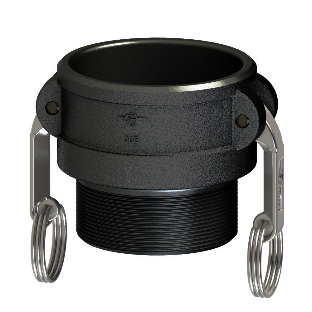 2700212 (12B) by PT-Coupling | Cam & Groove Adapter | Type B | 1-1/4" Coupler x 1-1/4" Male NPT | Polypropylene | Buna-N Seal