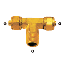 272-08-06 by AdaptAll | -08 Polytube Compression x -06 Male BSPT | Branch Tee | Brass