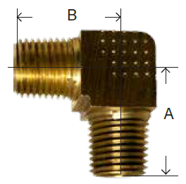 28276B by Midland | Barstock | 1/2" Male NPTF x 3/8" Male NPTF | 90° Elbow | Brass