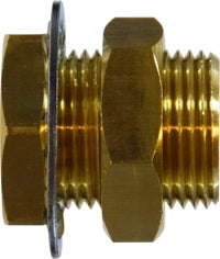 28299 by Midland | FIP Bulkhead Fitting | 1/8-27 Female NPTF | 5/8-18 Male UNS | 5/8" Hole Size | 0.96" Length | Brass