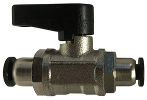 28401 by Midland | Push-In Fitting | Mini Ball Valve | 1/4" Push-In x 1/4" Push-In | Chrome Plated Brass